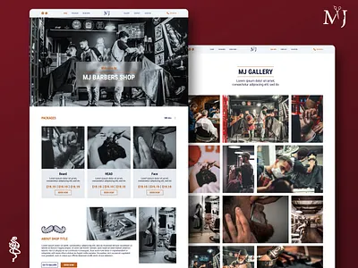 MJ barbers shop barber barbers barbershop beard book now card clean design desktop e commerce face hair haircut homepage light minimal salon ui ux website