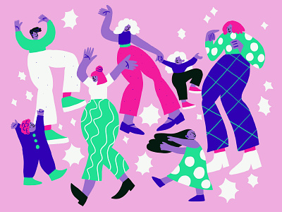 Party with family animation branding character cute dance family father graphic design illustration illustrator kid lifestylr mother motion graphics party people tati illustrations vector