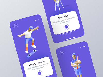 Course app - onboarding screen 3d animation app design application course design interface learning minimal mobile app modern onboarding online course popular shot saidul islam ui ui design uiux visual design