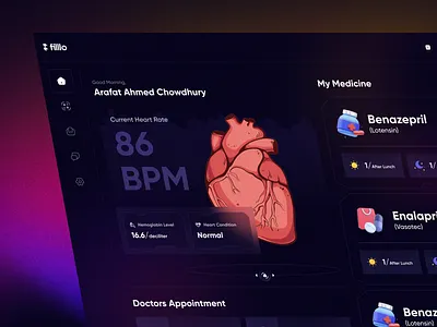 Health Dashboard UI analytics analyticsdashboard bloodpressure dashboard dashboard design doctors gradients health health app health dashboard healthcare heart rate monitor medical medical dashboard medical startup medicine ui user experience web web app
