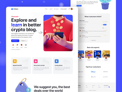 Crypto landing page 3d 3d illustration blog branding crypto design hero home page illustration lab landing page nft ui ui design ux vector web design web ui