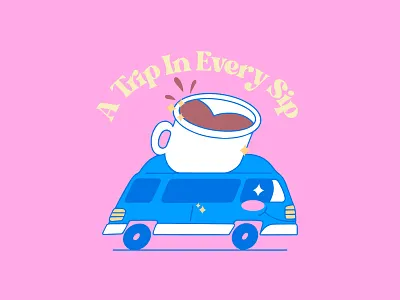 A Trip In Every Sip - 02 branding coffee coffeetime design illustration logo procreate