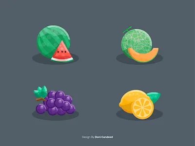Fresh fruit Illustration daily icons deibble food fresh fruit full full taste grapes healthy healthy foods icon icondesign illustration lemons melons nutrition taste vector fruit watermelons