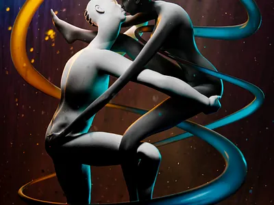 Longing in the Cosmos 3d abstract blender kiss longing lust surreal