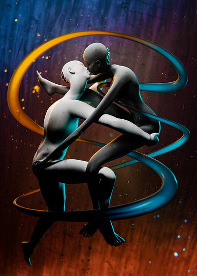 Longing in the Cosmos 3d abstract blender kiss longing lust surreal