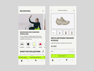 Balenciaga Mobile App Design Concept app app design cart clothes clothing brand app design e commerce e commerce app e shop e store ecommerce ecommerce app ecommerce mobile mobile mobile app mobile shop store store app