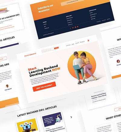 MateringBackend - Become a Backend Developer 3d backend branding coding design designer developer landing pa register ui website