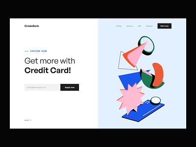 CredoBank — Web design with illustrations for banking services banking services clean colors creative design design illustration landing landing page landing page design minimal ui web design