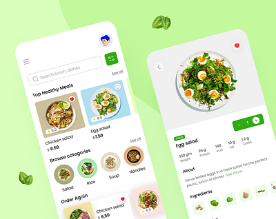 Healthy Meal Mobile app app design food app food delivery food delivery app healthy healthy meal mobile app design ui ui design ux