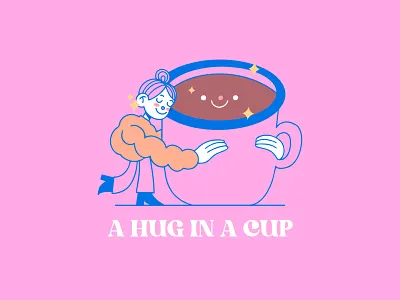 A Hug In A Cup - 05 branding cafe cafeteria coffee coffeeshop cup design illustration logo procreate