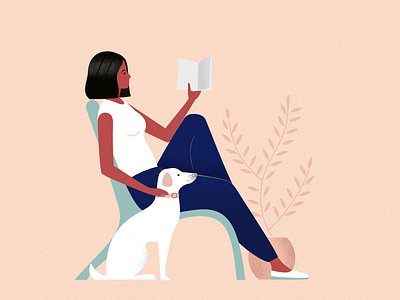 Friend with book flatcolors illustration minimalistic vector