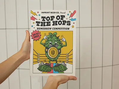 Top Of The Hops Poster for Imprint Beer Co. beer brewing cartoon design flyer graphic design homebrew illustration illustrator poster poster design