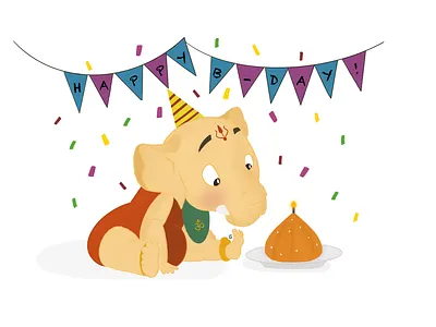 Baby Ganesha’s Birthday art illustration procreate