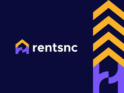 Rentsnc - Real Estate Logo apartment brand identity brand system branding building colorful construction home house icon logo design minimalist nega negative space property r letter real estate real estate logo s letter ui