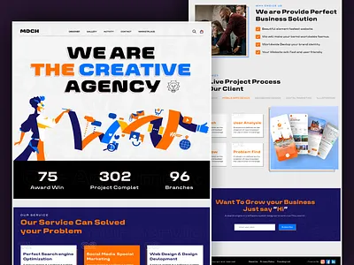 Creative Agency Landing Page Design agebcy web ui agency website design agency website ui brand design classic ui clean ui design creative agency website design digital agency website home page iamhosenrahman landing oage design mordern ui oyollo ui design ui trend 2022 ux design web design web ui website ui