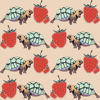 Turtles & Strawberries art design fashion design graphic design illustration illustrator pattern print strawberry turtles