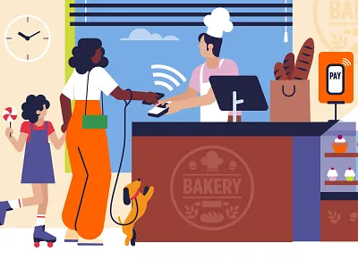 Pay with your phone visual / Character design bakery character character design flat design girl on skates illustration pay with your phone popstickle skating girl vector vector art
