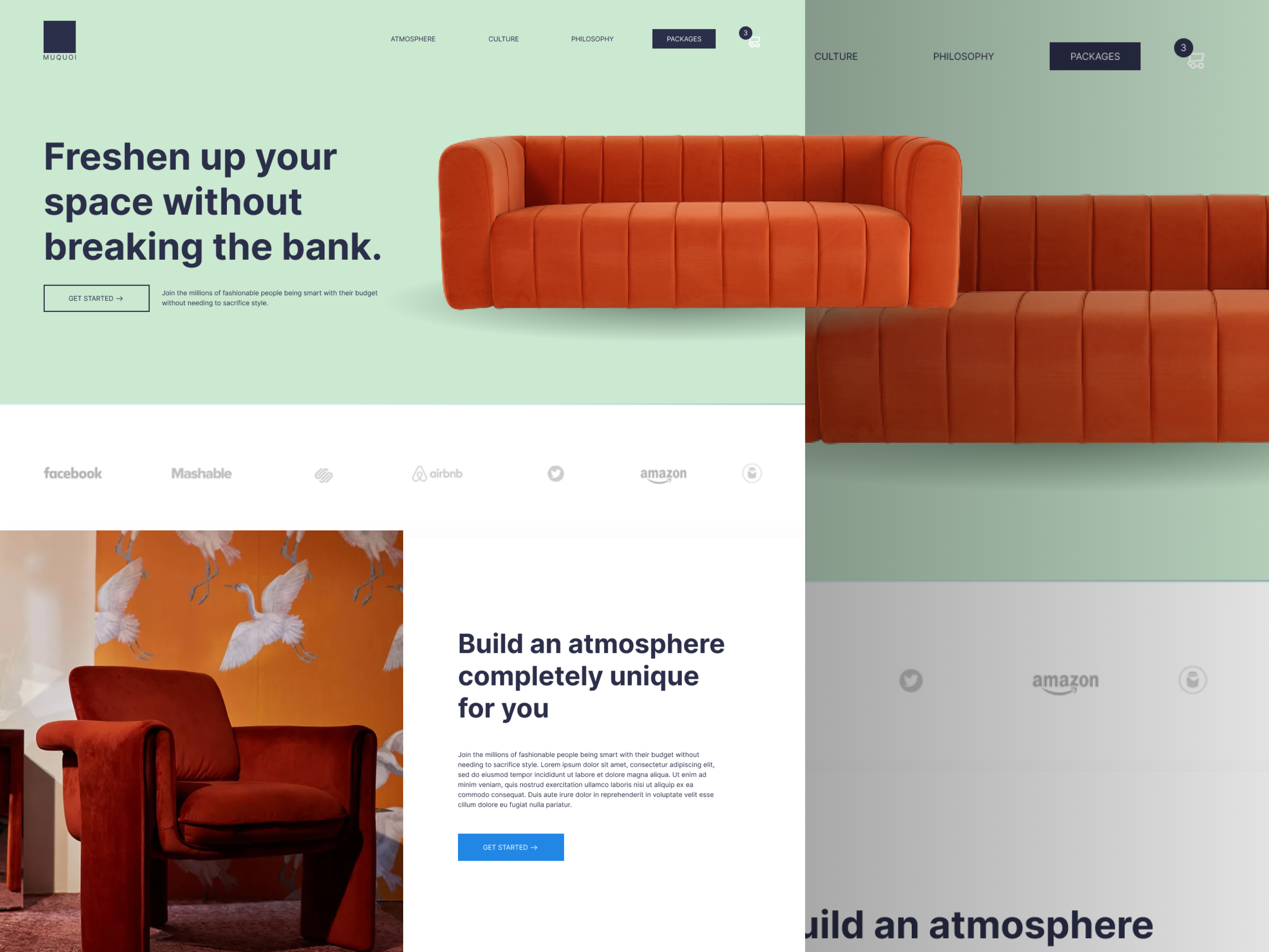 Interior design & Furniture e-commerce Website decor e commerce furniture home interior design modern store style