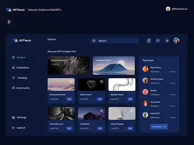 NFTVerst Dashboard design darkmoddashboard darkmode dashboard design nft nftdashboard product design