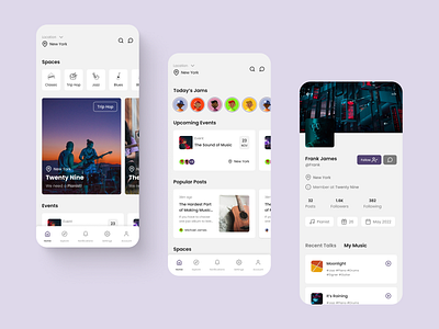 Social Networking App for Musicians app app design clean collaboration design layout minimal mobile app music music app music band musician musicians networking social media social networking ui ui design user interface ux design