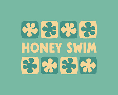 Honey Swim Merch Concepts beach bikini blue branding cream flowers graphic design illustration logo pattern sticker surf surfer surfer girl swimsuit swimwear wave