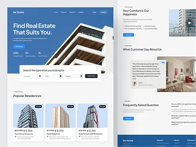 De'Home Apartment Rental - Landing Page apartment architecture building clean design house finder landing page minimal minimalist modern property listing property management property website real estate real estate agency residence ui web design website website property