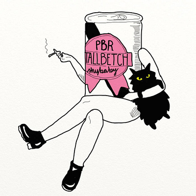 Shybaby: Tallbetch album art branding cat design drawing handlettering illustration logo