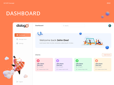 DialogEdu Dashboard Design 3d dashboard design illustration landing page ui ux website design