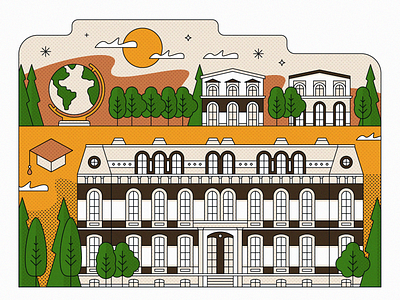 Illustration of University Campus for Adobe ❤️ adobe adobeillustrator architecture building campus design graphicdesign illustration lineart university vector vectorart