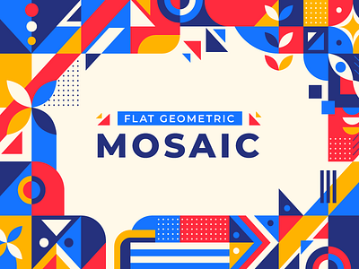 Geometric Mosaic Designs abstract basic colors flat geometric graphic design mosaic pattern social media textures vector illustration