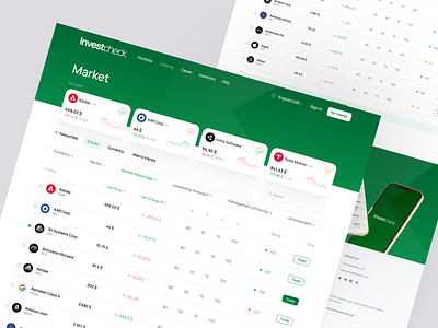 Investment platform - table stocks crypto fintech green invest iphone mockup order startup stocks table trade ui web design