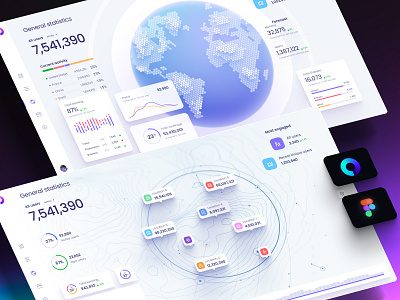 Orion UI kit for Figma 3d animation big data chart dashboard data dataviz design desktop global graphic design hex infographic motion graphics planet space statistic template ui