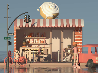 Cinnamon rolls shop 3d 3d character 3d characters 3d city 3d illustration 3d modeling branding c4d car character cinema4d cinnamonrolls city color design graphic design icon illustration redshift shop