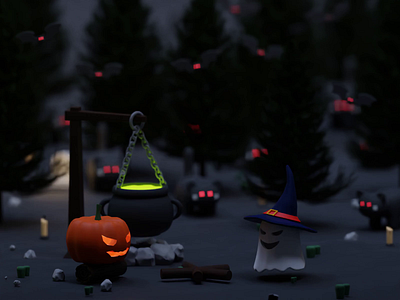 Halloween Talki 3d animation app design apps blender clean design halloween illustration ui ui ux