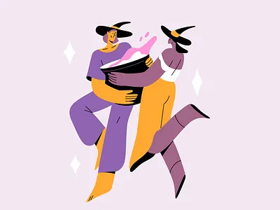 Halloween 2d character characters design flat halloween illustration illustrator magic people punch spooky texture vector witch