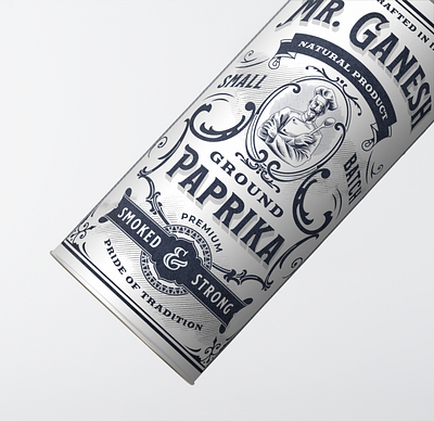 Mr. Ganesh - all natural ground paprika packaging branding etching illustration packaging design packaging label retro label retro logo spice victorian victorian label vintage label vintage logo