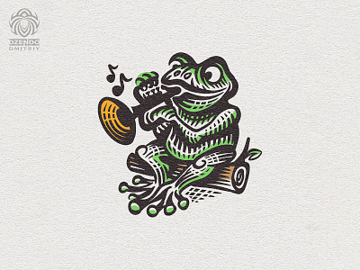 Musical Frog beautiful branding design frog logo logotype music musical trumpet