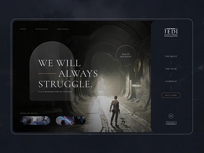 Jedi Fallen Order blur concept dark design desktop game gameui jedi menu star wars starwars twitch typography ui webdesign website