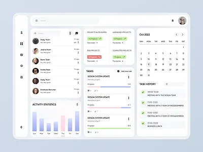 Team Management App analytics calendar clean crm dashboard minimalistic notion planning project project management project task schedule system task manager tasks team to do list todo ui ux