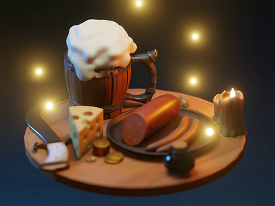 medieveal beer 3d 3danimation 3dart animation beer blender blenderrender cgi cgifood fantasy food foodrender gamedev lowpoly mediveal naturemorte