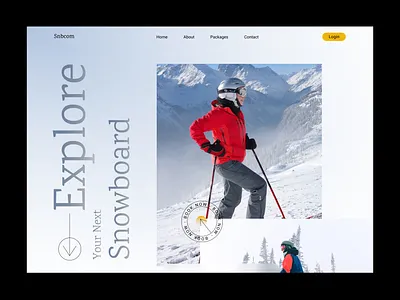 Snowboard Web Interface Header adventure board interface landing page mountains nature riding ski skiing snow snowboard snowboarder snowboards snowbording snowday travel web webdesign website winter