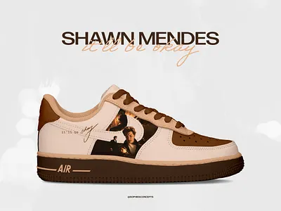 Shawn Mendes: It'll Be Okay (Custom Nike Air Force 1 Design) custom shoe mockup nike nike template product mockup shoe shoe mockup shoe template