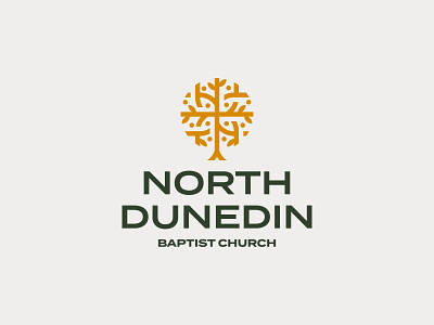 North Dunedin Baptist Church Logo Design brand branding christ church churches cross crucifix design god icon logo logodesign minimal orange orange tree scripture smart logo tree