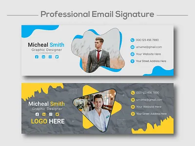 Corporate Email Signature or Email Footer Design animation background banner branding business contact corporate cover creative design email footer email signature graphic design illustration information minimal modern motion graphics social media cover template