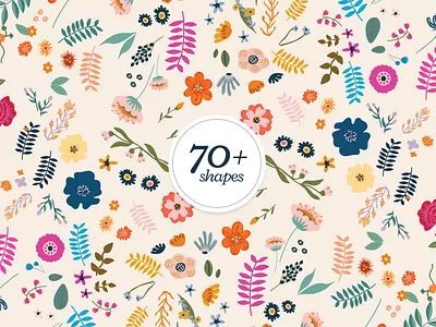 100+ shapes, patterns, compositions assets design assets floral flower illustration insects nature patterns textures