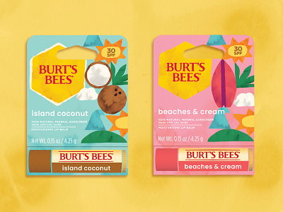 Burt's Bees SPF beach cpg design illustration packaging summer