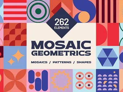 262 Mosaic Geometric Elements design assets geometric illustration mosaic patterns shapes simple textures vector