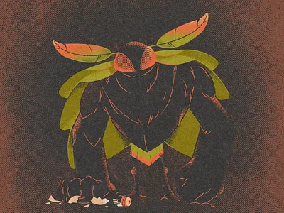 Moth Man - Fright Fall Challenge character character design chunky dark darkness flying fright fall frightfall2022 halloween happy halloween hellsjells illustration insect light bulb monster moth man mothman moths strong textured