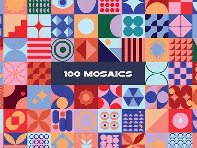 100 MOSAICS [262 Mosaic Geometric Elements] assets colorful design assets geometry illustration mosaic patterns shapes textures vectors