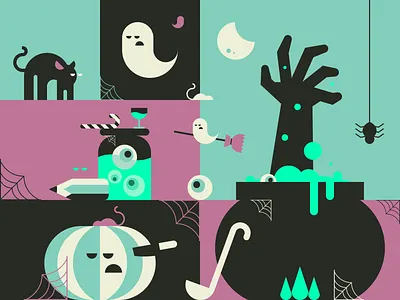 Halloween 🎃 eye ghost halloween horror illustartion knife pumpkin retro skull texture vector zombie